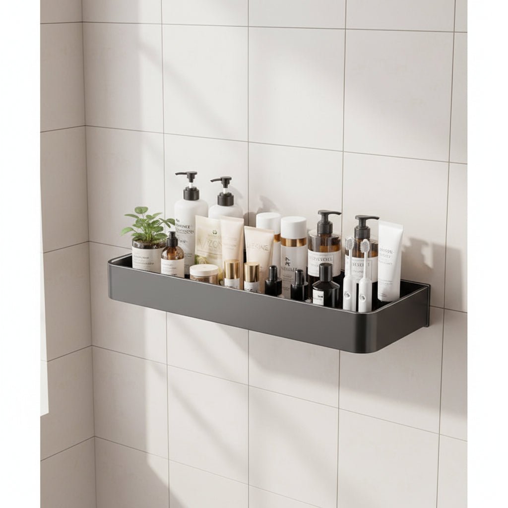Aluminium Bathroom Shelf - Matte Black - Wall Mounted - Housdecor