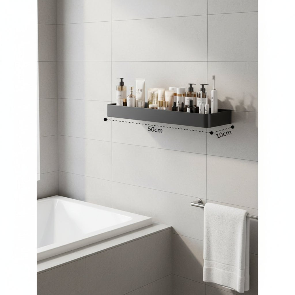 Aluminium Bathroom Shelf - Matte Black - Wall Mounted - Housdecor