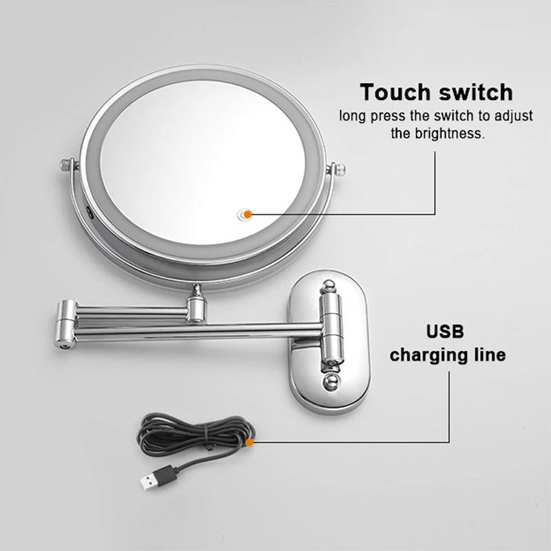Chrome Smart Bathroom Makeup Mirror x7 Magnifier - Housdecor