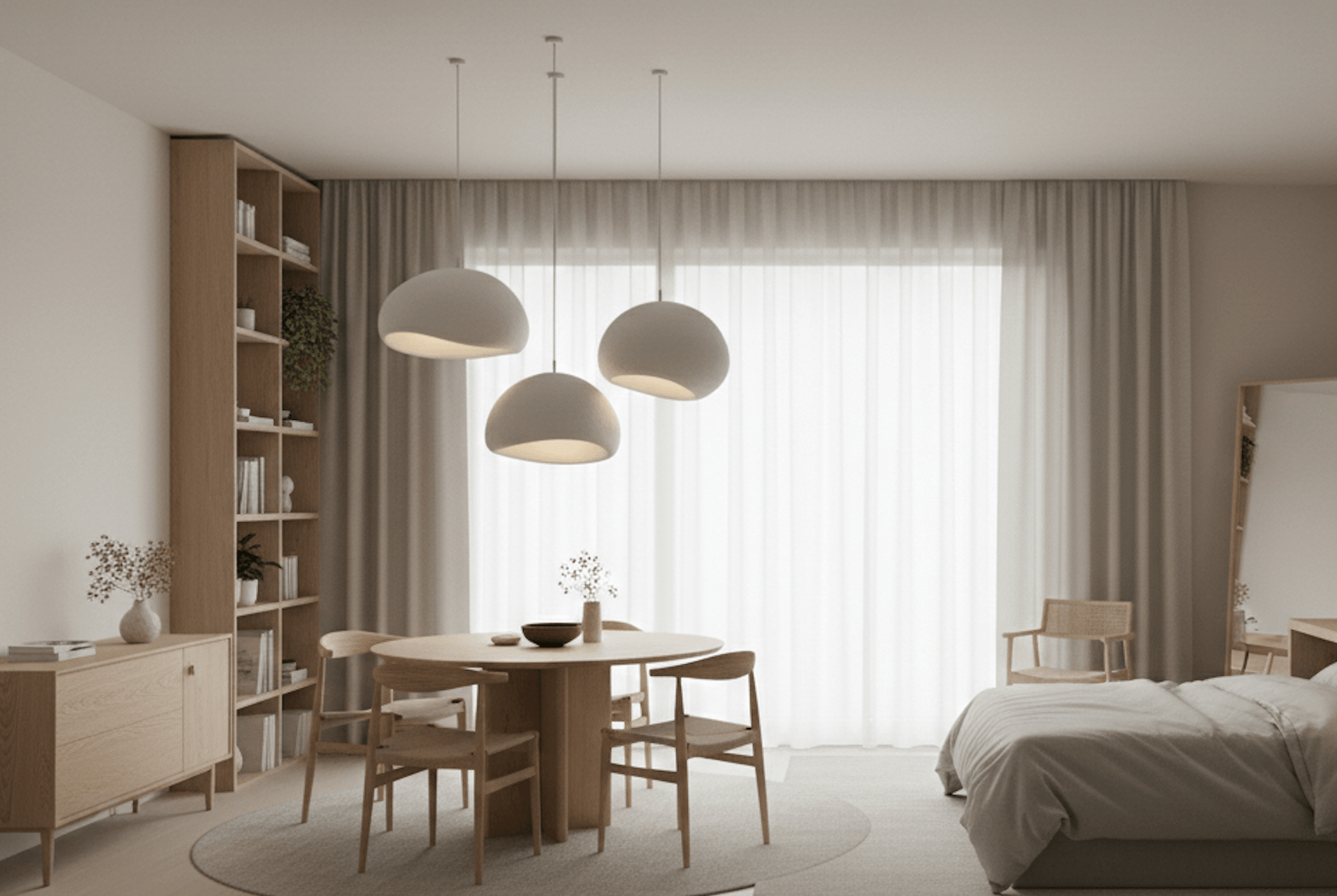 Nordic LED Pendant Light - White Geometric - Scandinavian - Housdecor